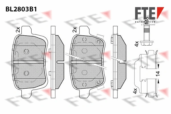 Kit de plaquettes de frein, frein à disque FTE 9011097