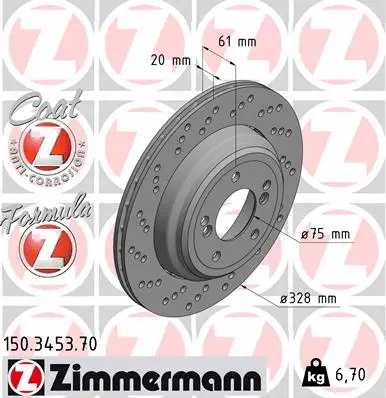 Disque de frein ZIMMERMANN 150.3453.70