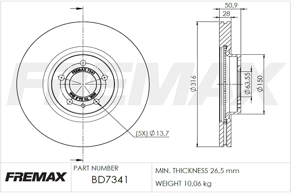 Disque de frein FREMAX BD-7341