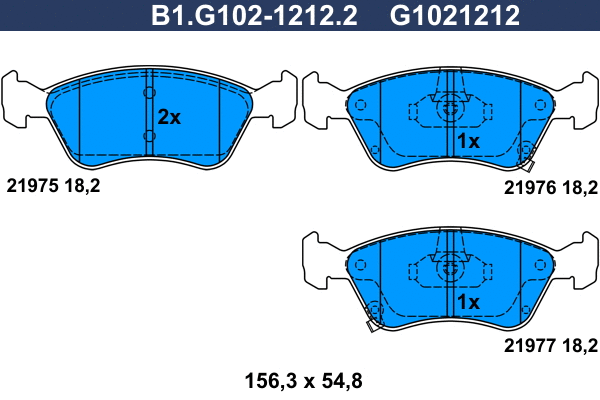 Kit de plaquettes de frein, frein à disque GALFER B1.G102-1212.2