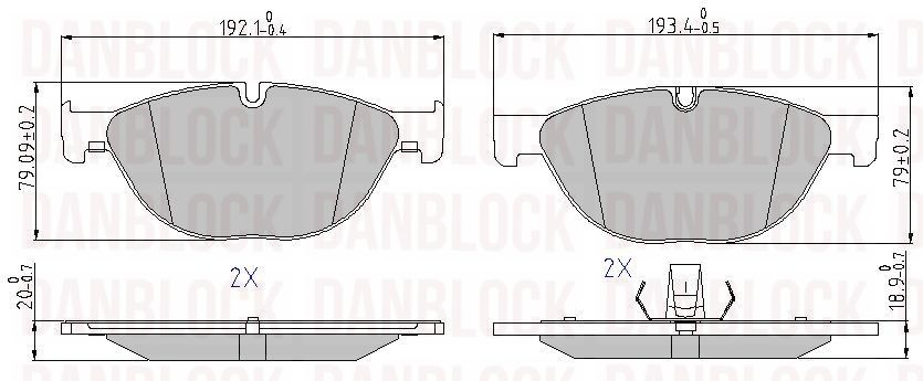 Kit de plaquettes de frein, frein à disque DANBLOCK DB 510860