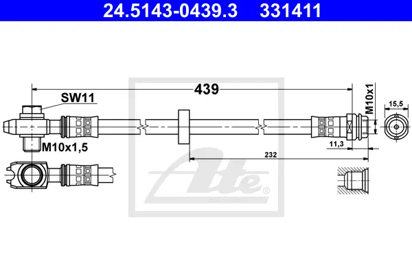 Flexible de frein ATE-APAC 24.5143-0439.3