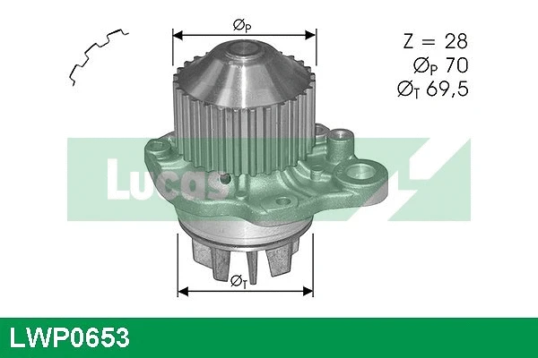 Pompe à eau, refroidissement du moteur LUCAS LWP0653