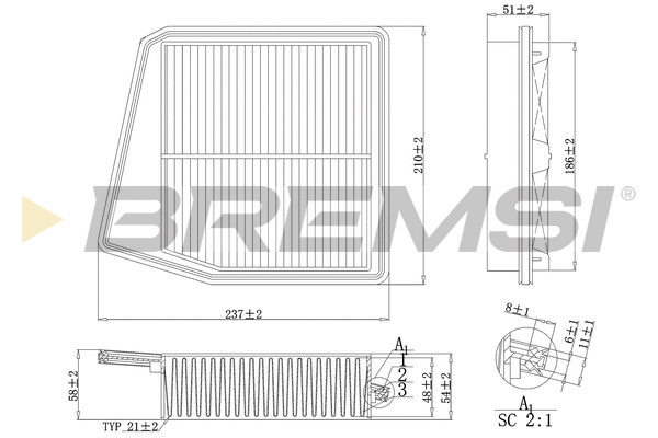 Filtre à air BREMSI FA1047