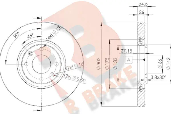 Disque de frein R BRAKE 78RBD24698