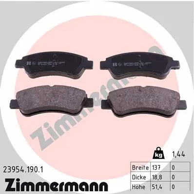 Kit de plaquettes de frein, frein à disque ZIMMERMANN 23954.190.1