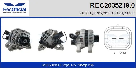 Alternateur RECOFICIAL REC2035219.0