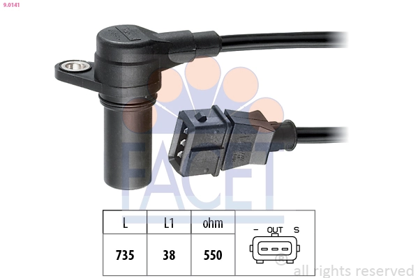 Capteur d'angle, vilebrequin FACET 9.0141