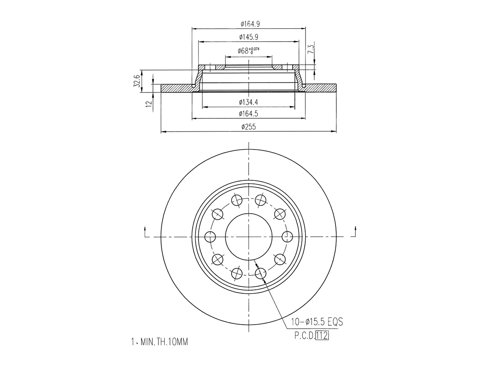 Disque de frein A.Z. Meisterteile AZMT-44-024-1229