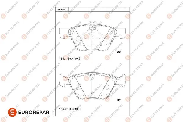 Kit de plaquettes de frein, frein à disque EUROREPAR 1681278680