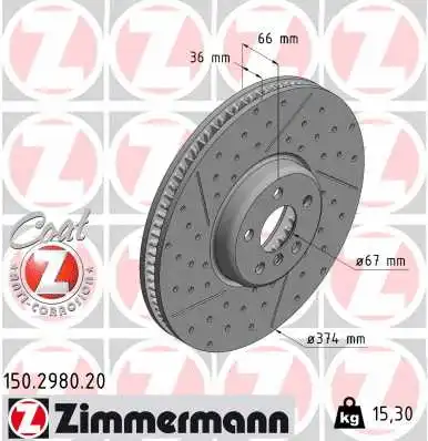 Disque de frein ZIMMERMANN 150.2980.20