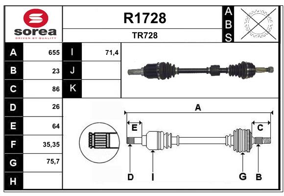 Arbre de transmission SNRA R1728