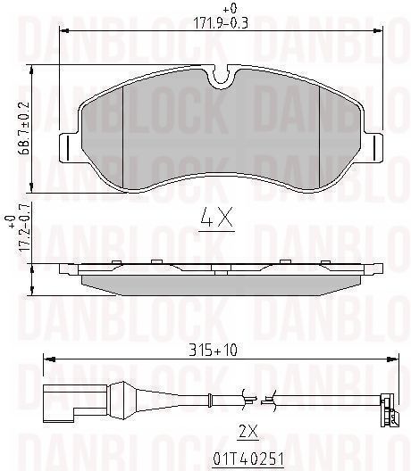 Kit de plaquettes de frein, frein à disque DANBLOCK DB 511146