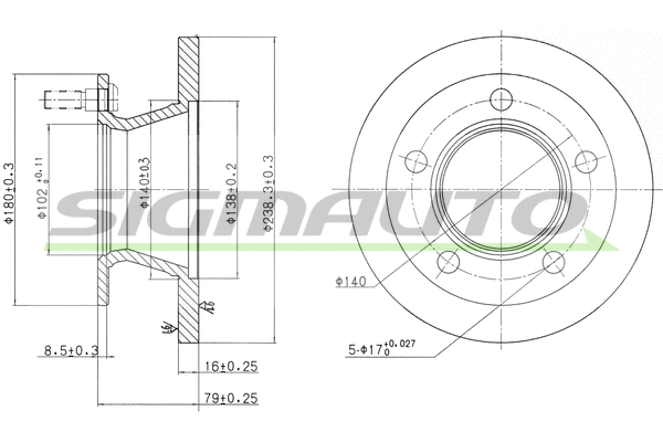 Disque de frein SIGMAUTO DB0221S