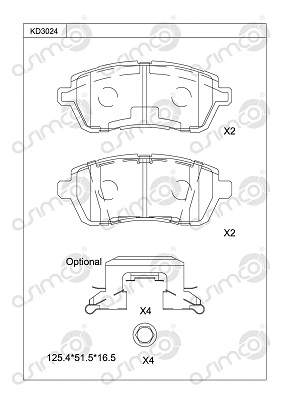 Kit de plaquettes de frein, frein à disque ASIMCO KD3024