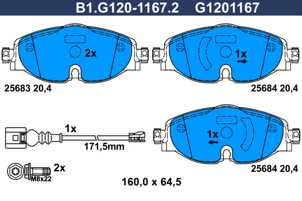 Kit de plaquettes de frein, frein à disque GALFER B1.G120-1167.2