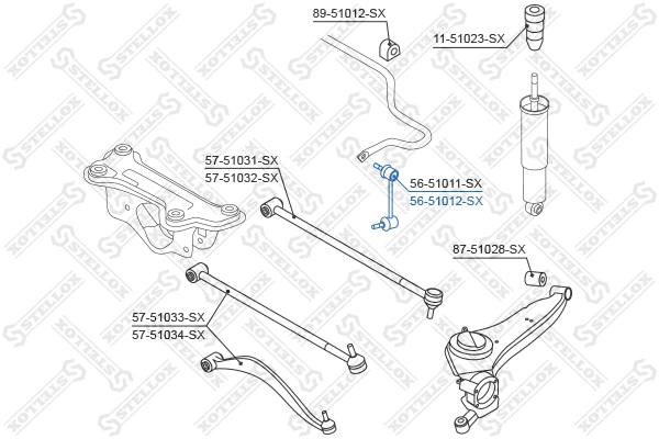 Entretoise/tige, stabilisateur STELLOX 56-51012-SX