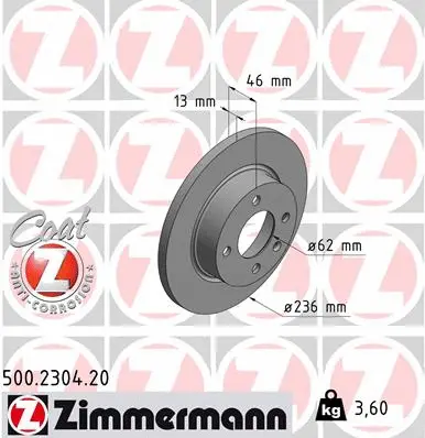 Disque de frein ZIMMERMANN 500.2304.20