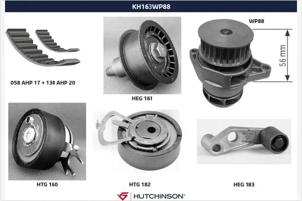 Pompe à eau + kit de courroie crantée HUTCHINSON KH 163WP88