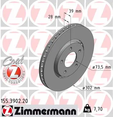 Disque de frein ZIMMERMANN 155.3902.20