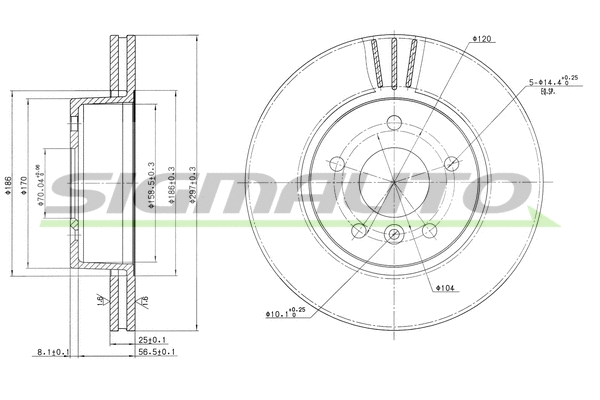 Disque de frein SIGMAUTO DBA873V