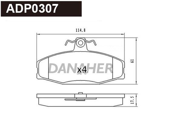 Kit de plaquettes de frein, frein à disque DANAHER ADP0307