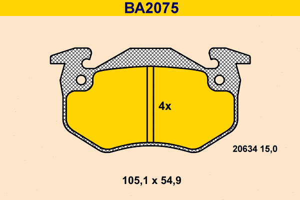 Kit de plaquettes de frein, frein à disque BARUM BA2075