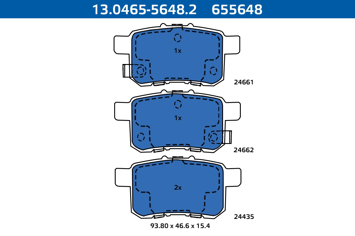 Kit de plaquettes de frein, frein à disque ATE-APAC 13.0465-5648.2