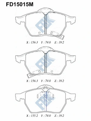 Kit de plaquettes de frein, frein à disque FBK FD15015M