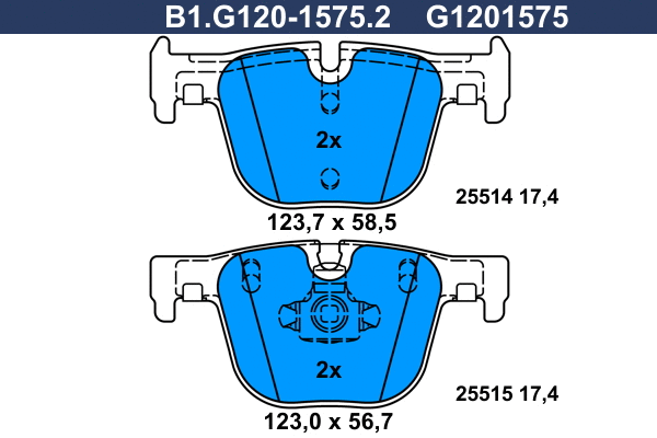 Kit de plaquettes de frein, frein à disque GALFER B1.G120-1575.2