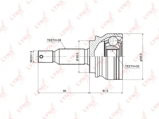 Jeu de joints, arbre de transmission LYNXAUTO CO-3643