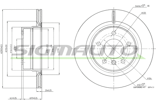 Disque de frein SIGMAUTO DBB851V