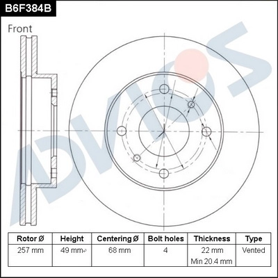 Disque de frein ADVICS B6F384B
