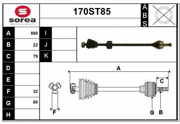 Arbre de transmission STARTCAR 170ST85