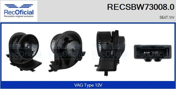 Pulseur d'air habitacle RECOFICIAL RECSBW73008.0