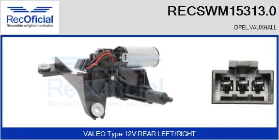 Moteur d'essuie-glace RECOFICIAL RECSWM15313.0