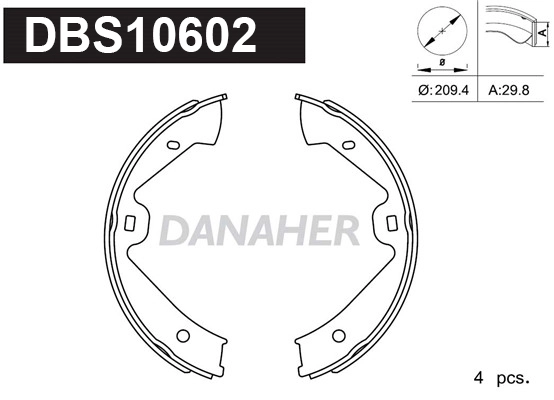 Jeu de mâchoires de frein, frein de stationnement DANAHER DBS10602
