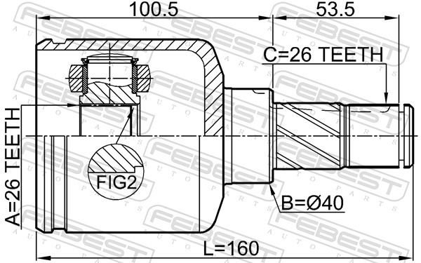 Jeu de joints, arbre de transmission FEBEST 3511-NL32WDMTLH