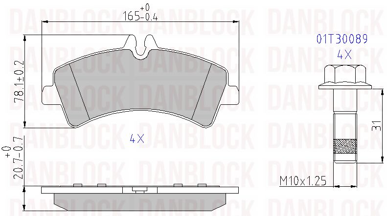 Kit de plaquettes de frein, frein à disque DANBLOCK DB 510741