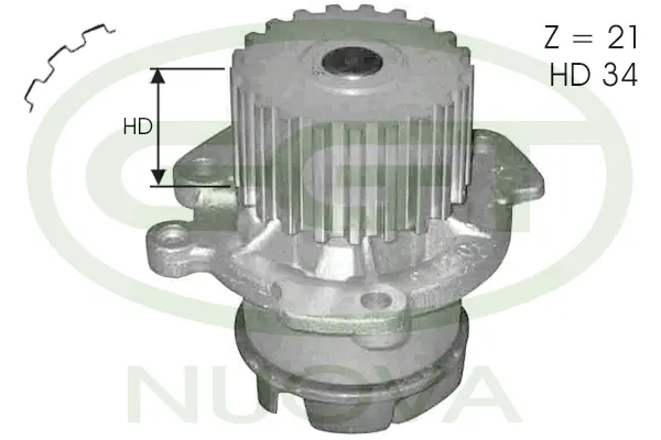 Pompe à eau, refroidissement du moteur GGT PA12403