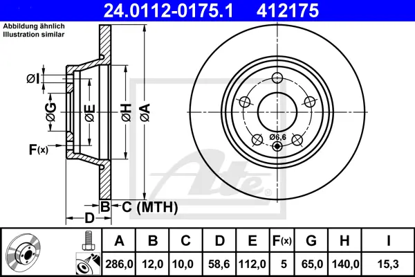 Disque de frein ATE-APAC 24.0112-0175.1