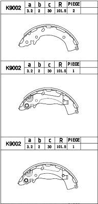 Jeu de mâchoires de frein ASIMCO K9002