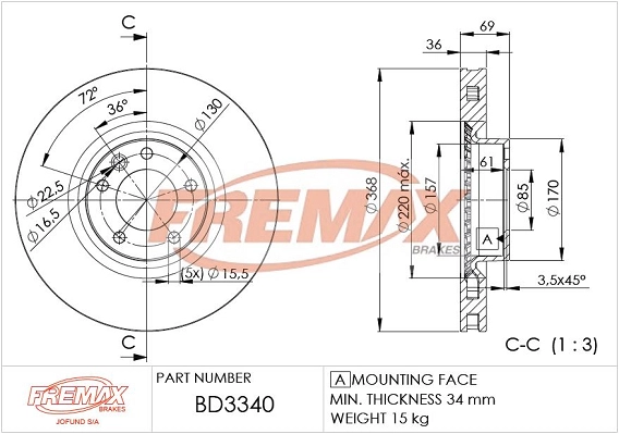 Disque de frein FREMAX BD-3340