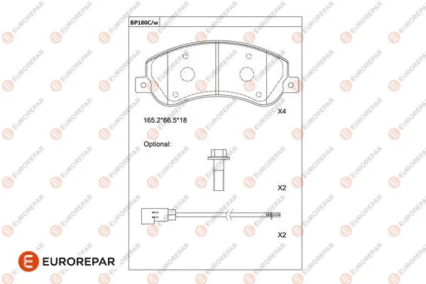 Kit de plaquettes de frein, frein à disque EUROREPAR 1681229180