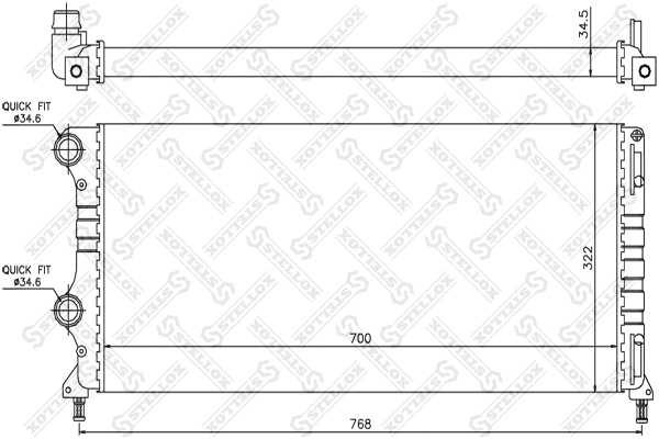 Radiateur, refroidissement du moteur STELLOX 10-25712-SX