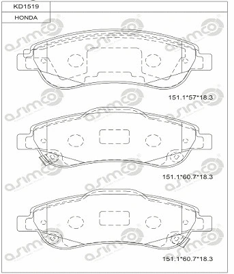 Kit de plaquettes de frein, frein à disque ASIMCO KD1519