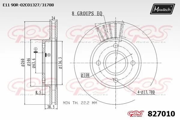 Disque de frein MAXTECH 827010