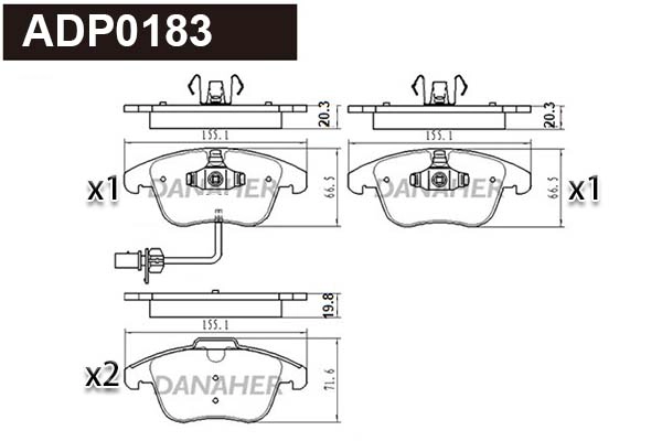 Kit de plaquettes de frein, frein à disque DANAHER ADP0183