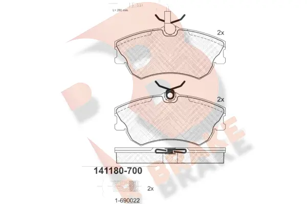 Kit de plaquettes de frein, frein à disque R BRAKE RB1180-700