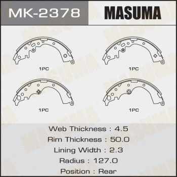 Jeu de mâchoires de frein MASUMA MK-2378